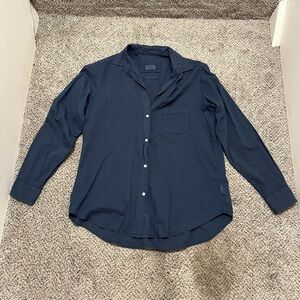 Grayson navy blue button up blouse 100% cotton women’s size 02